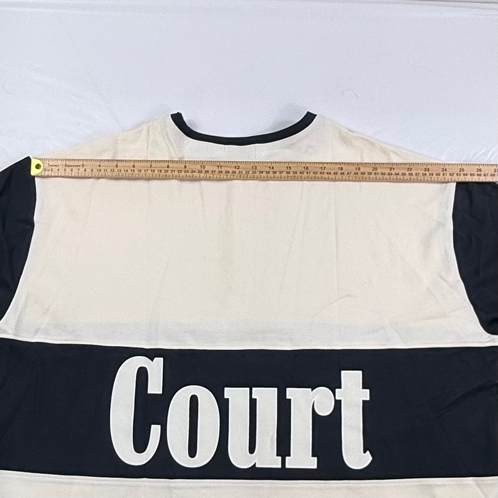 Rhude Court Henley T-Shirt Mens XXL Cream Black SS22 Colorblock Streetwear Logo - Picture 5 of 11